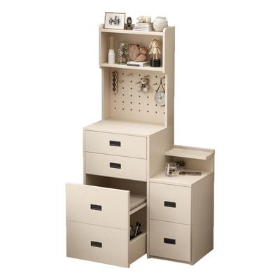 胡桃色实木梳妆台床头柜一体带架