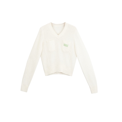 洲升绣花羊绒打底针织衫女