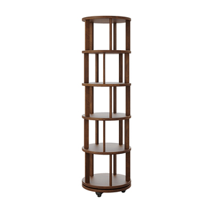 全实木旋转书架360度书柜一体靠墙可移动收纳转角学生落地置物架