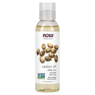 NOW foods 蓖麻子油 castor oil 基础精油面部全身头发滋养118ml