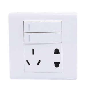 正品正泰电工墙壁开关插座面板双开 2开二开双控带五孔双联86暗装