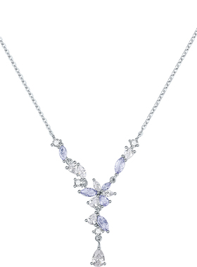 周六福紫藤花项链女链坠