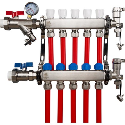 奥享恒温控泄水球阀地热自动集水器不锈钢地暖分水器套装