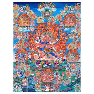 中阴文武百尊唐卡 装饰画彩色打印复制版