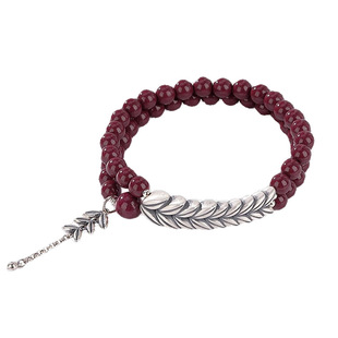 新款岁岁平安手链女朱砂手串镀银麦穗中国风新中式男女情侣款