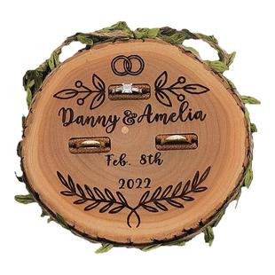 定制原木创意对戒盒求婚戒指盒婚礼森系戒枕首饰收纳永生花戒托盘