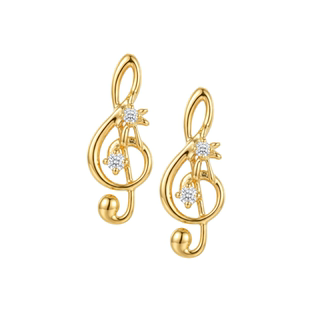 超定 X LUCILLE WANG联名系列18K金耳钉音符简约新年礼物高音谱号