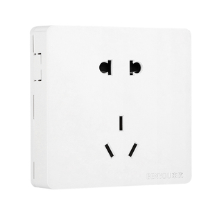 明装一开五孔单双控七孔十孔墙壁超薄家用电源二三插座带开关面板