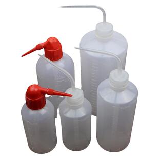 弯头白色透明塑料洗瓶500ml250ml1000ml 红头尖嘴瓶带盖清洗
