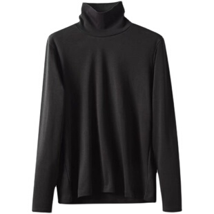 女装2024秋冬柔滑弹力棉质两翻领T恤百搭长袖打底衫470142/439063