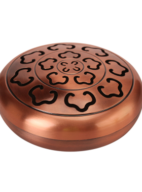 格桑花藏式高脚铜香炉圆形合金雕花香料粉薰香炉家室圆底随身手炉