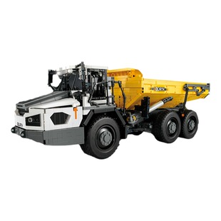 cada咔搭积木铰链式工程车摆件遥控自动卸载拼装益智玩具男孩礼物