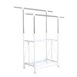 晾衣架落地折叠免安装阳台家用室内移动双杆式多功能晾衫架晒衣架