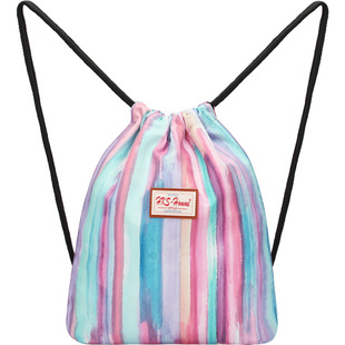 可爱抽绳双肩包女帆布健身爬山徒步束口袋运动沙滩小背包迷你百搭