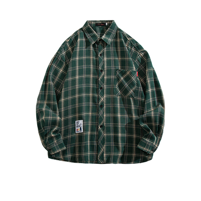 港风百搭情侣复古格子外套