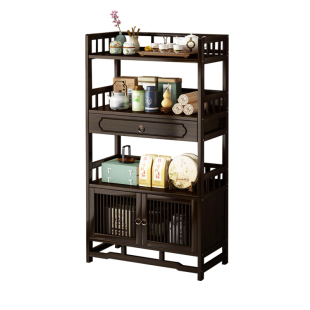 茶水柜茶室置物架家用茶叶展示架茶具收纳柜非实木多功能储物柜子