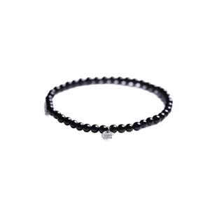 定制luckylotus巴西黑玛瑙黑曜石蓝砂石纯银小吊坠手链男女款包邮