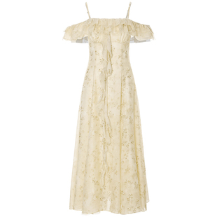 从那以后法式连衣裙碎花吊带裙荷叶边长裙高级感裙子度假穿搭女夏