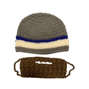 手工编织秋冬季男女保暖毛线帽子胡子针织护耳韩版休闲搞笑怪礼物