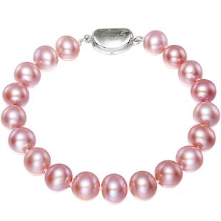 黛米珠宝 嫣迷 8-9mm近圆无核淡水粉紫色珍珠手链彩色手串-配证书