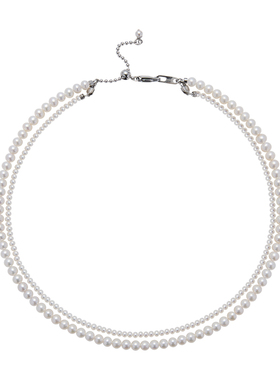 Annaya施家珍珠项链双层叠锁骨链