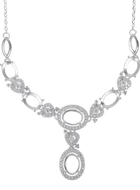 diy新品坠托椭圆6粒定制银项链