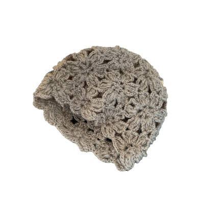 手工钩花镂空花朵包头帽女2025