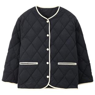 MB MindBridge百家好2025年简约圆领羽绒服冬季女撞色短款外套