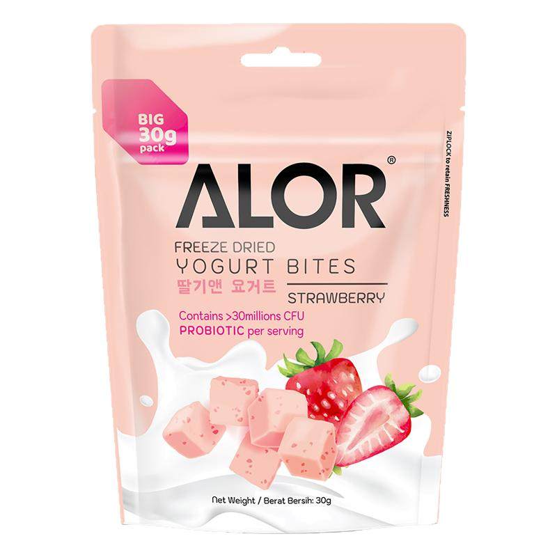 ALOR亚罗星马来西亚进口办公室网红零食休闲冻干草莓酸奶块30g/袋