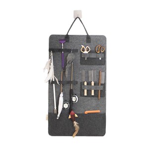 猫咪逗猫棒收纳袋毛毡分格挂墙玩具整理袋易清洗宠物用品梳子挂袋