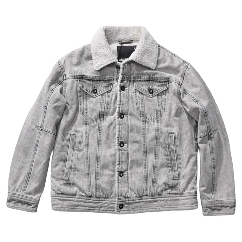 ABLE，JEANS宽松羊羔绒牛仔棉服