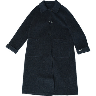 oo&vv2025秋冬新款休闲长款绵羊毛双面呢大衣女外套简约时尚过膝