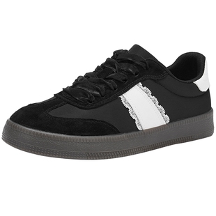 热风芭蕾风德训鞋女款2025年春季新款平底粉色休闲鞋百搭板鞋女鞋