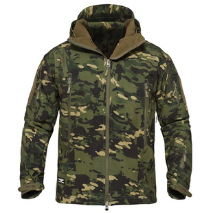 鲨鱼软壳风衣战术冲锋衣 防泼水国产抓绒防寒保暖抗风TAD风格外套