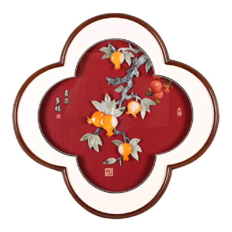 中式餐厅玉雕入户玄关沙发装饰画