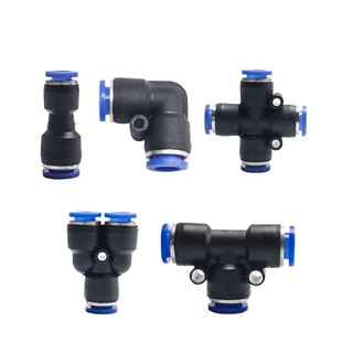 伊莱科气动快速接头带螺纹PU气管直通气动PV配件三通连接头元件PY