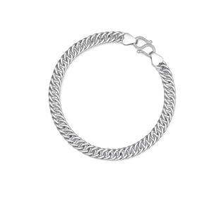 周六福双扣链手链S925银潮流简约送男友新年礼物送男友