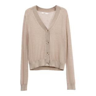 HONRN/红人休闲显瘦v领女士羊毛针织衫开衫女上衣春秋HI33OM703