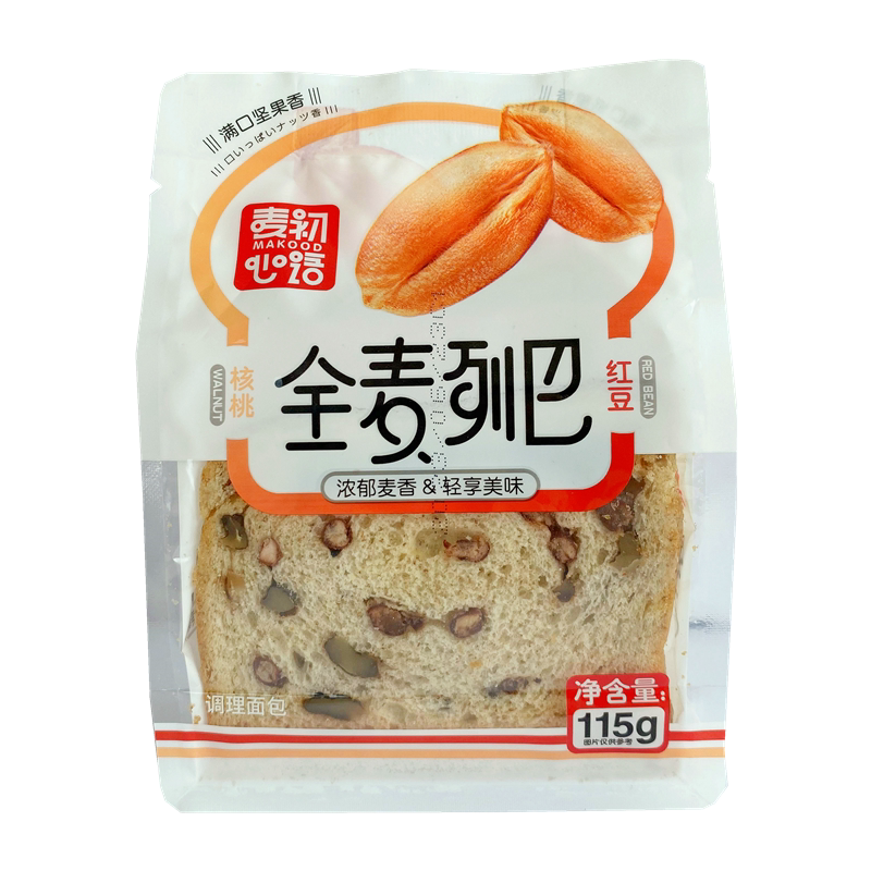 麦初心语全麦坚果列巴核桃面包葡萄干红豆切片吐司早餐代餐整箱批
