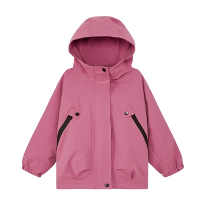 左西女童树莓色户外冲锋外套秋季