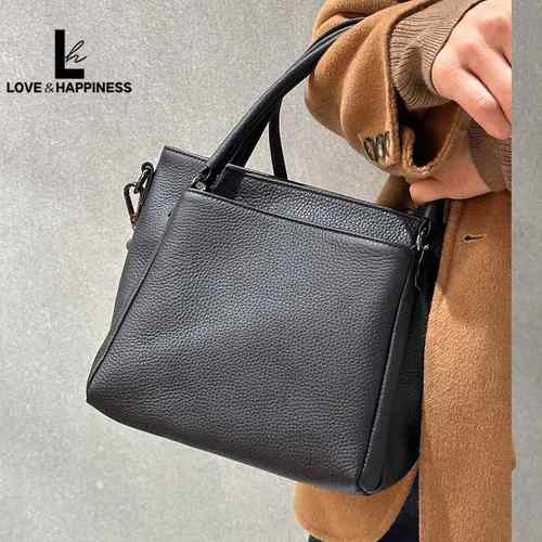 新品 2024新款多隔层手提包单肩斜挎包小方包复古头层牛皮小香风