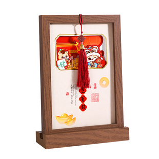 中国风相框台历新年中式流苏装饰木质框架镂空浮雕插画内页备忘录记事本手工创意桌面摆件2026年新款定制LOGO