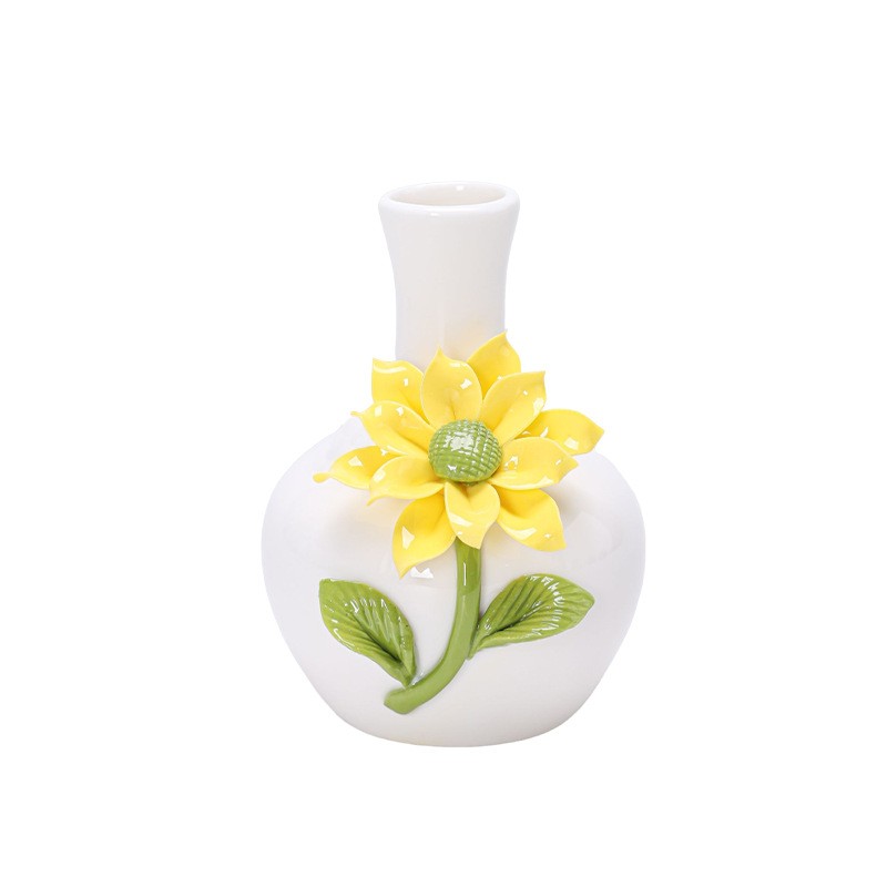 陶瓷手工梅花向日葵荷花瓶花插家居桌面装饰品水培小花器工艺摆件