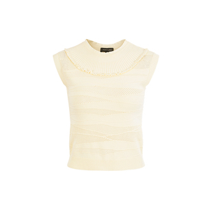 MARYLING玛俪琳2025初夏新品白色螺纹圆领无袖针织背心A1FCW07020