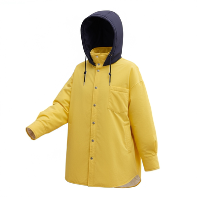 轻薄羽绒服中长撞色连帽卫衣外套