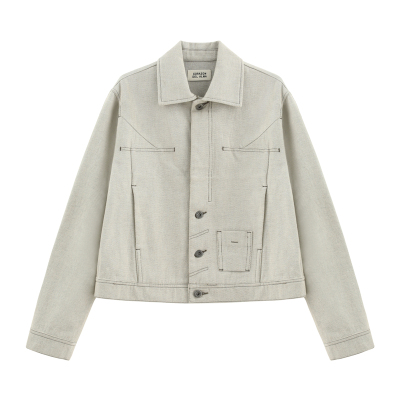 复古水洗明线立裁夹克外套