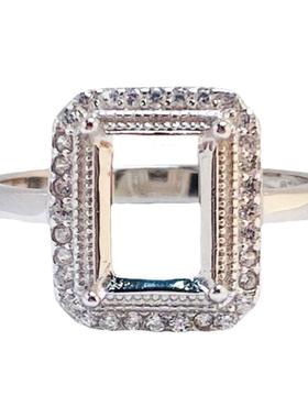 紫水晶戒指纯银戒指空托轻奢时尚