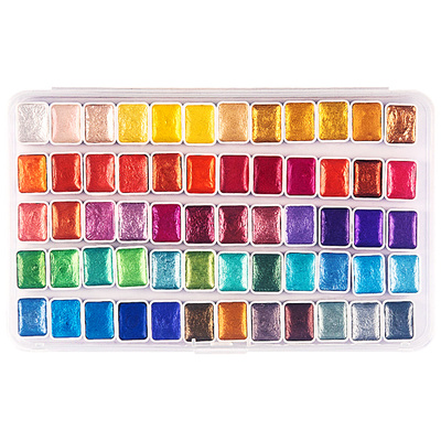 珠光水彩颜料敦煌固体金粉水粉画画套装20色美甲丙烯彩绘水彩画美术专用填色画材分装国画唐卡描金ES书法全套