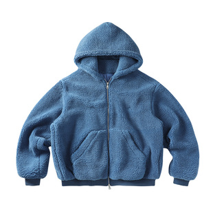 CoosRetro 秋季新款潮牌男士美式复古冰岛绒logo刺绣连帽卫衣外套