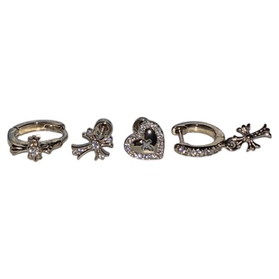 爆闪高级感金色爱心十字架耳骨钉钛钢满钻十字架耳圈百搭叠带耳环